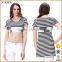 wholesale Newest Style Ladies Stripe Short Sleeve Top in Guangzhou