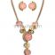Fashion antique gold plated jewelry set, old gold plated jewelry set, resin stone and chain jewelry necklace set
