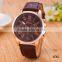 New Fashion Round 2 zones ladies cheap geneva leather watch women