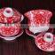 Classic Festival Wedding Supplies Full Red Ceramic Couple Mug Set With Lid And Tea Plate