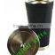 Tumbler, travel mug, vacuum double wall, stainless steel with straw