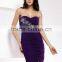 Elegant off shoulder flower party dress sexy purple pencil dress