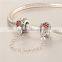 925 Sterling Silver Heart Red CZ Safety Chains Mother day Gift Bracelet Chains