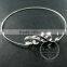 65mm diameter one end open 14K light gold,silver double infinity lover charm wiring fashion bangle bracelet 6490057