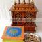 Hand Painted Copper Finish Wooden Temple With Gate