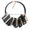 red black wooden square pendant choker necklace geometric wood choker necklace Korea wax cord choker necklace