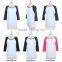 Colorblock 3/4 Sleeve Raglan women T Shirt Casual Top Round Neck Cotton baseball shirts