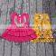 Yawoo hot sale 2pcs baby girls clothing set cute design yellow polka dots capri pants clothes school children boutique outfits