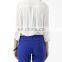 CHEFON Custom embroidered womens white long sleeve cotton blouse 2016
