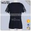 OEM High Quality Black Short Lace Sleeve Cheap Custom Womens T Shirt Printing