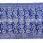 4 X 6 Ft Blue Cotton Block Print Accent Area Dhurrie Rug Hand Woven Flat Weave
