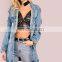 Lady Casual Jacket Distressed Jeans Denim Jacket