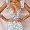 Women's Princess Sleeve Slim Fit Bodycon Sexy Low-cut Floral Print Dresses Women Dress