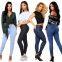 Hip-lifting slim women's four-color wide-waisted denim trousers