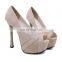 Ladies high fashionable design high heels suede color peep toe platform sandals shoes
