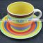 new products 2016 innovative productsstoneware cup and saucer with hand printing cup and saucer with cheap price from china su