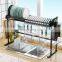Stainless Steel 2-tier Wall Mounted Folding Dish Drying Rack Punch Freestanding Kitchen Dish Rack