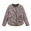 Women's versatile animal print round neck single breasted long sleeved cotton jacket jacket