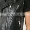 OEM western style mens black biker leather vest waistcoat
