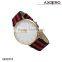 2016 Fashion stainless steel back water resistant leather wrist watch