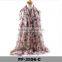 New Arrive Summer Style Scarf Flower Printed Silk Voile Scarf For Woman