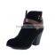 Popular Style Woman Thick High Heel Double Buckle Ankle Boots Zipper Martins Design Ladies Bootie
