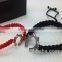 Black And Red Weave Hand Rope Sun Titanium Steel Bracelet