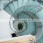 steel structure curved stairs or glass arc staircase with glass tread and glass balustrade