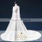 ASAP-15 Sequins Beaded Lace Appliques Long Sleeves Ball Gown Court Train Boat Neck Wedding Dresses