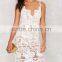 OEM Custom Shoulder Straps White Lace Dress Designs for Women 2016