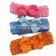 Crochet Baby Headbands with 3" Baby Ribbon Bows Elastic Headbands for Hair Accessories