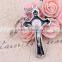 2016 New Design Wholesale Key Chain St. Benedict Metal Crucifix Key Chain Black & White Cross Key Holder