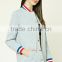 New Arrival Baseball Jackets Knit Longline Varsity Jacket Contrast Striped Trim College Baseball Coats And Jackets Woman