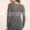 nice deign high quality girls fancy loose neck marled sweater