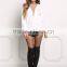 MGOO New Arrival Customized Spring Terry Sweater Tops Plain White Boyfriend Oversized Loose 100 Cotton Brushed Long Sleeves