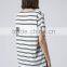 Cheap double stripe short sleeves maternity t-shirt wear with front pocket