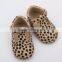 Leather baby girl leopard print vintage style sandals baby shoes