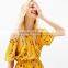 Best sell Thin Collect and high waist floral off-shoulder jumpsuit