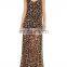 CHEFON V-neck Cut-out Straps Longline Leopard resort casual dress