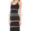 CHEFON Black Skinny Stripe boho maxi dress