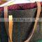 Grey Wool Felt Handbag with Leather Handles