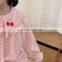 6628/Cute Cherry Embroidery Hot Sell Kids Children Pajamas Sets Long Sleeve Casual Girls Sleepwear