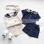 Boys and girls navy style cotton and linen short-sleeved shorts suit sister and brother