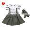 Kids Clothing Baby Girl Clothes Set Girls Stripe lace Tops + Suspender Skirt + headbands Outfits Set Summer Autumn