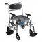 Aluminum Deluxe height adjustable armrest stable Transport padded commode shower wheelchair