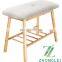New product natural style bamboo shoe rack bench with cloth cushion seat shoe store bench
