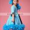2015 Yiwu market Newest blue ball gowm kids feather dress