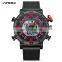 SINOBI Dual Time Men's Watch Multifunctional Dial Leather Band Digital Display Week Display LED Light S9733G  jam tangan Montre