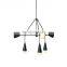 Custom linear brass glass shade chandelier villa hotel living room bedroom interior decoration lighting glass pendant light