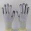hppe and glassfibre knitted gray PU palm coated anti-cut level 5 safety work gloves for workers